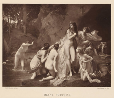 Diane Surprise, Photo reproduction of the painting Diane Surprise by Jules Joseph Lefebrvre,