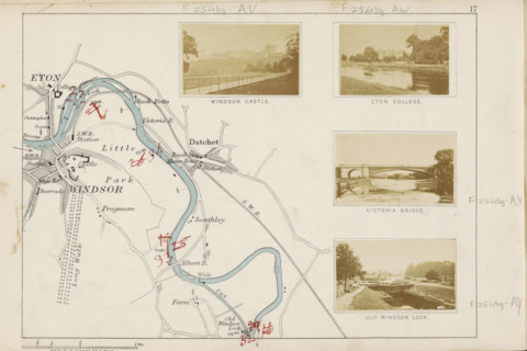 View of the Old Windsor Lock, a lock in the Thames, Old Windsor Lock, photograph, page,