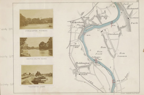 Teddington locks, View of a lock in the Thames at Teddington, photograph, page, photographer: Henry