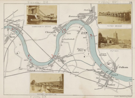 Hammersmith Bridge, View of the Hammersmith Bridge in London, photograph, page, photographer: Henry