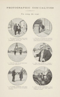 Un coup de vent, Cartoon about two men who lose their hats during a storm, page, photomechanical