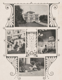 Four depictions of the exterior and interior of Villa Corvin in Hilversum, photomechanical print,
