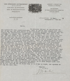 Letter to Bernard Houthakker, letter, writer (clerical worker): Antiquariaat WP van Stockum, The