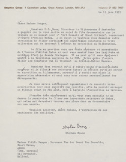 Letter to Françoise WM Bonger, letter, watermark, writer (clerical worker): Stephen Cross, London,