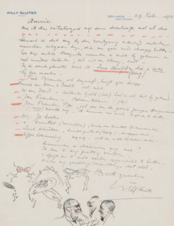 Letter to anonymous, letter, watermark, writer (clerical worker): Willy Sluiter, The Hague,