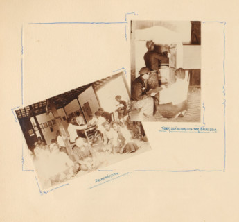 Payment day in a village in Grobogan, album page, photograph, Album page with two photos of