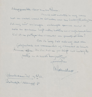Letter to A. van der Boom, letter, watermark, writer (clerical worker): unknown, Sloterdijk,