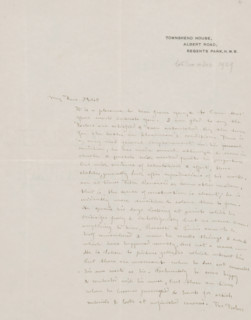 Letter to Richard Roland Holst, letter, writer (clerical worker): Charles Ricketts, London, 1876 -