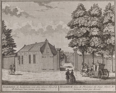 Photo reproduction of a print of the Spaarrijk country estate in Haarlem by Hendrik de Leth,