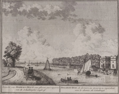 Photo reproduction of a print of a view of Heemstede by Hendrik de Leth, photograph, reproduction,