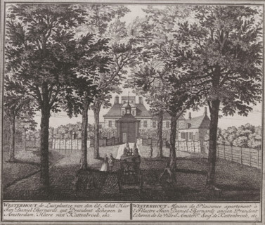 Photo reproduction of a print of a view of the country estate Westerhout in Beverwijk by Hendrik de