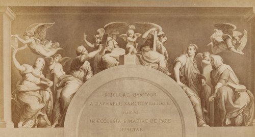 Photo reproduction of an engraving, possibly after a fresco by Rafaël, photograph, reproduction,