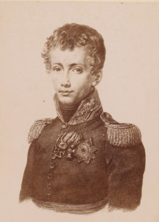 Photo reproduction of a print with a portrait of a man, possibly Prince Frederik, by Willem van