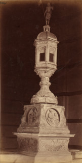 Tabernacle of St. Dominic's Basilica in Siena with Christ and the four evangelists, photograph,