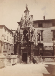 Tomb decorated with towers and sculptures, presumably in Italy, photograph, Europe, c. 1875 - c.