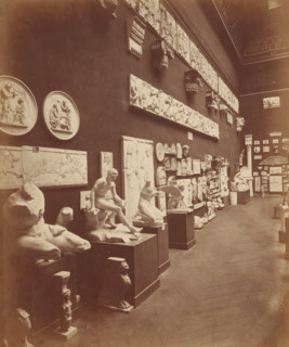Arrangement of plaster casts (presumably) in the Musée des monuments français in Paris, photograph,