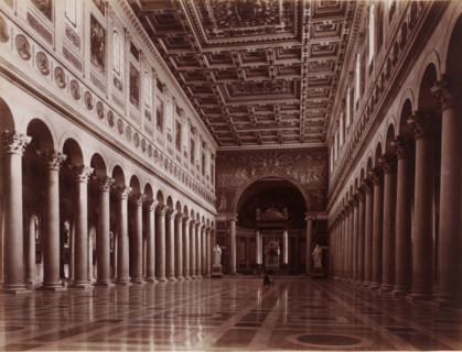 Interior of St. Paul Outside the Walls in Rome, Italy, Interno della Basilica di S. Paolo fuori le