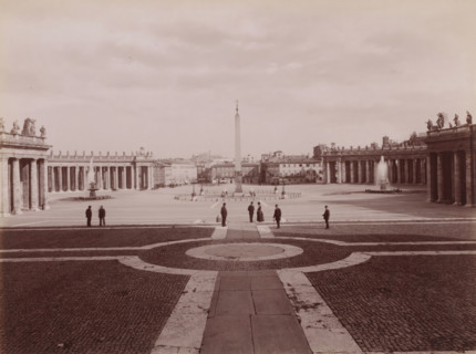 Piazza di S. Pietro, vista d, View of St. Peter's Square in Vatican City, Italy, Roma, photograph,