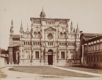Facciata della Chiesa, Façade of the Certosa di Pavia, Italy, Certosa di Pavia, photograph,