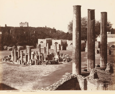 View of the ruin of the macellum of Pozzuoli, Pozzouli, Tempio di Serapide, album page, photograph,