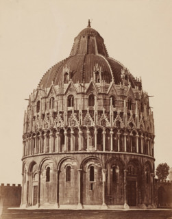 Il Battistero, Exterior of the Baptistery in Pisa, Italy, Pisa, photograph, inscription: 'Pisa',