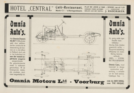 Advertisements, album page, Advertisements for Hotel Central and Omnia Motors Ltd. This page is