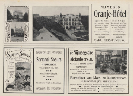 Advertisements, album page, reproduction, photomechanical print, Advertisements for, among others,