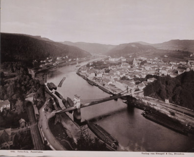 Panorama of the city of Decín (German: Tetschen-Bodenbach) on the Elbe, Czech Republic, photograph,