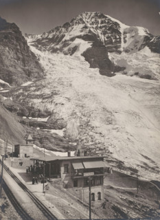 Jungfraubahn, Eigergletscher station, Mount Eiger in the background, Bernese Alps, Switzerland,