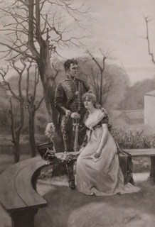 Reproduction of painting 'Trennungsstunde' by R. Eichstadt, Gallerie Moderner Meister, photograph,