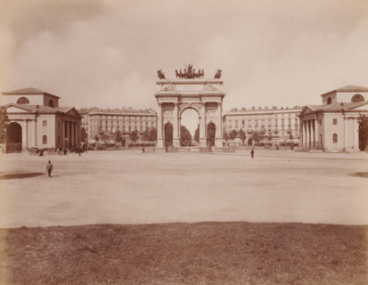 Veduta d'assieme con Arco della Pace, Milan, Italy, photograph, Italy., caption: '12291. MILANO -