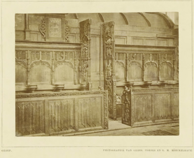 Choir stalls in the Martinikerk in Bolsward, photograph, inscription: 'Gedep., Photographie van