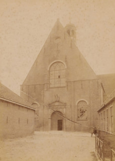Westerkerk in Harlingen, shortly before its demolition in 1896, photograph, annotation: