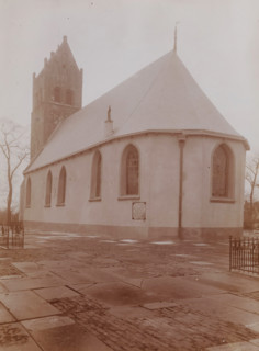 St. John the Baptist Church in Huizum, photograph, annotation: 'Dutch Reformed Church with tower in