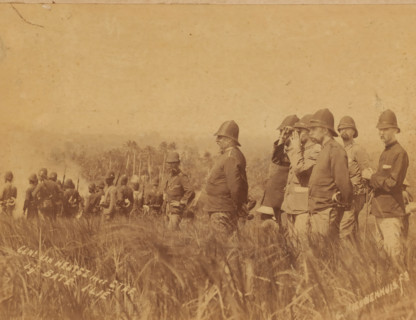 General van Heutsz with staff in Aceh during the attack on the benteng complex Batoe Iliq in the