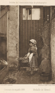 View of a girl with a basket near a goat, page, photomechanical print, inscription: 'Bulletin de