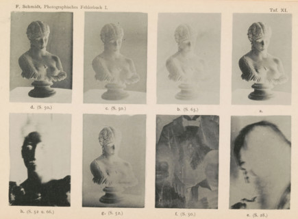 Eight examples of exposure studies, page, photomechanical print, inscription: 'd. (S. 50.) c. (S.