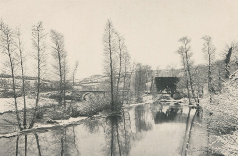 Winter landscape with water feature at Lannion, France, Vieux Moulin sur le Guer, près de Lannion,