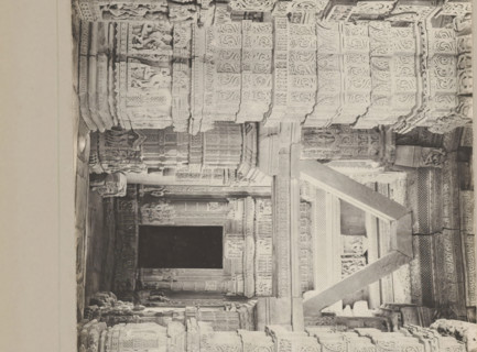 Decorated columns at the great Sasbahu Temple, photograph, page, photographer: KH Mawal, c. 1900,