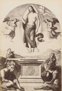 Photo reproduction of an engraving after The Resurrection by Pietro Perugino in the Vatican,