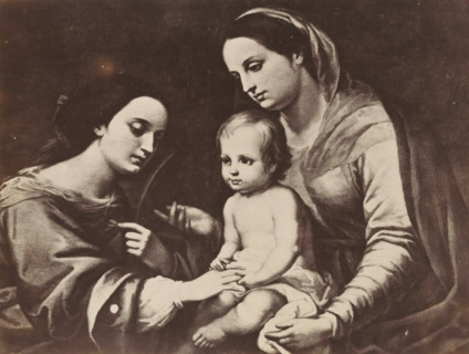 Photo reproduction of an engraving after The Mystical Marriage of Catherine with Christ by