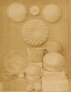Silver dishes and bowls in the Boulaq Museum in Cairo, Egypt, photograph, page, photographer: