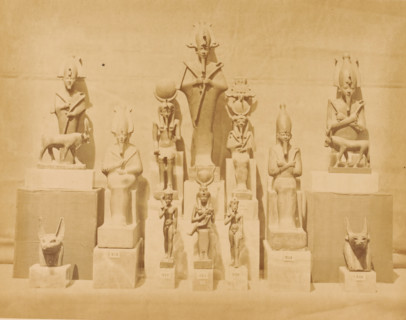 Statues of Osiris and other Egyptian gods in the Boulaq Museum in Cairo, Egypt, Statues of Osiris