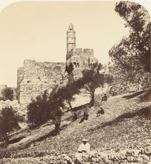 View of the Tower of David in Jerusalem, From the SW outside the Wall of the City, Citadel,