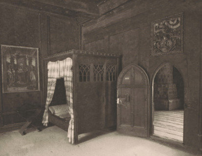 View of a bedroom in the Princely Castle in Merano, Italy, photomechanical print, This print is