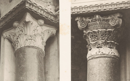 Two images of Corinthian capitals of San Marco in Venice, photomechanical print, These prints are