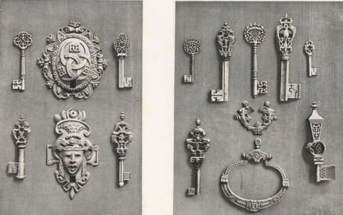 Various 16th-century and 17th-century keys, at the Exposition Rétrospective of 1877 in Lyon,