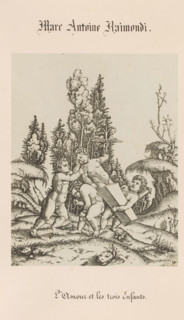 L'Amour et les trois Enfants, Photo reproduction of an engraving of Love and three putti by