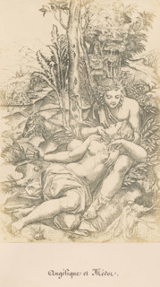 Angélique et Médor, Photo reproduction of an engraving of Angelica and Medoro by Marcantonio