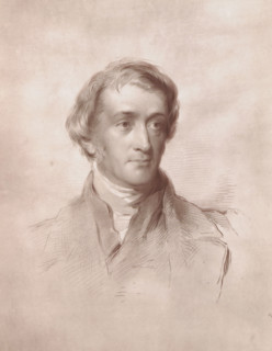 Photo reproduction of a drawing depicting a portrait of Julius Charles Hare, reproduction, page,